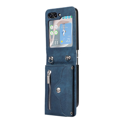 For Samsung Galaxy Z Flip5 5G RFID Blocking Card Bag Case PU Leather+PC Phone Cover with Kickstand