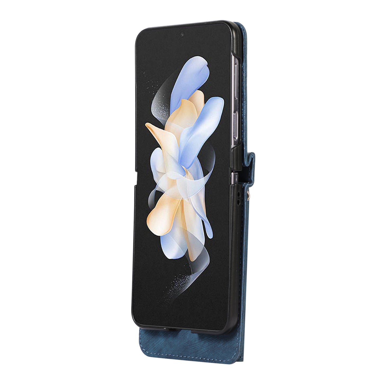 For Samsung Galaxy Z Flip5 5G RFID Blocking Card Bag Case PU Leather+PC Phone Cover with Kickstand