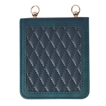 Grid Imprinted PU Leather PC Case for Samsung Galaxy Z Flip5 5G Protective Phone Shell with Shoulder Strap