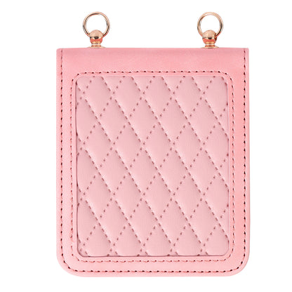 Grid Imprinted PU Leather PC Case for Samsung Galaxy Z Flip5 5G Protective Phone Shell with Shoulder Strap