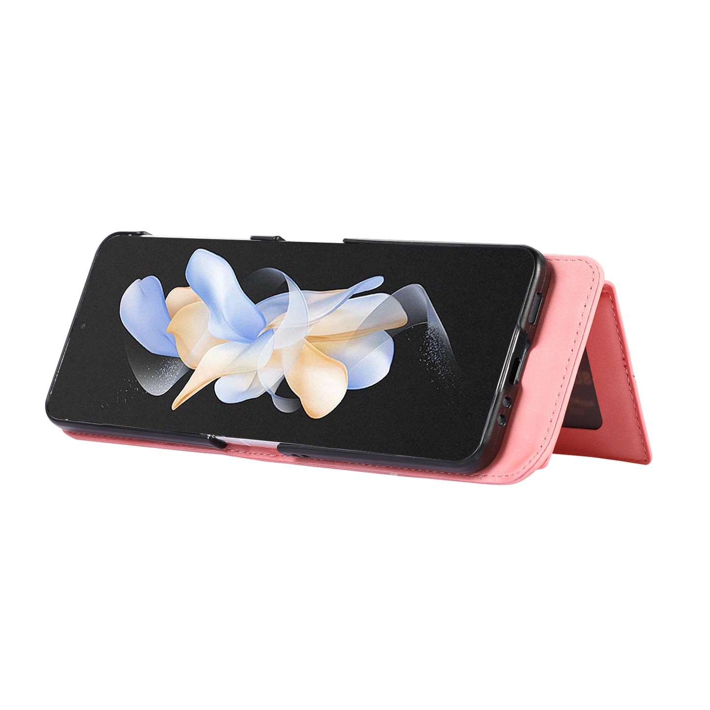 Grid Imprinted Protective Wallet Case for Samsung Galaxy Z Flip5 5G PU Leather PC Phone Cover with Shoulder Strap