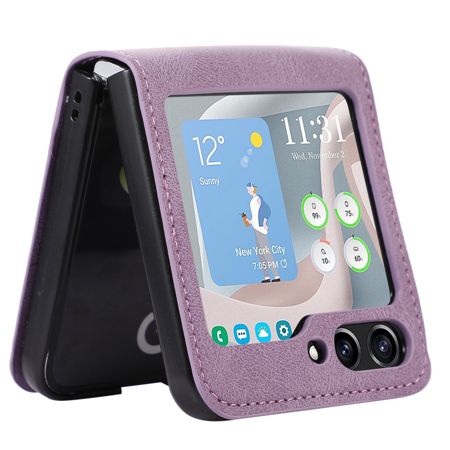 For Samsung Galaxy Z Flip5 5G Card Slot Phone Case Shockproof PU Leather PC Phone Cover
