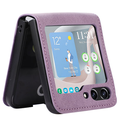 For Samsung Galaxy Z Flip5 5G Card Slot Phone Case Shockproof PU Leather PC Phone Cover