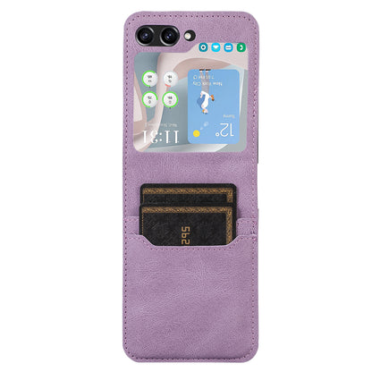 For Samsung Galaxy Z Flip5 5G Card Slot Phone Case Shockproof PU Leather PC Phone Cover