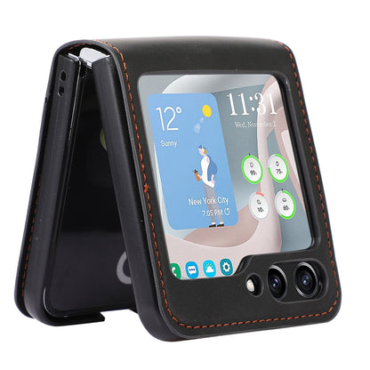 For Samsung Galaxy Z Flip5 5G Card Slot Phone Case Shockproof PU Leather PC Phone Cover
