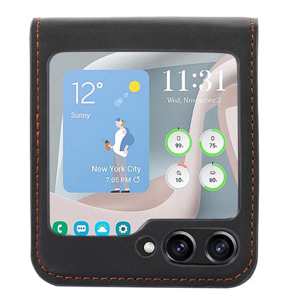 For Samsung Galaxy Z Flip5 5G Card Slot Phone Case Shockproof PU Leather PC Phone Cover