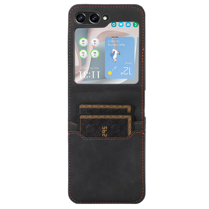 For Samsung Galaxy Z Flip5 5G Card Slot Phone Case Shockproof PU Leather PC Phone Cover