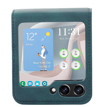 For Samsung Galaxy Z Flip5 5G Card Slot Phone Case Shockproof PU Leather PC Phone Cover