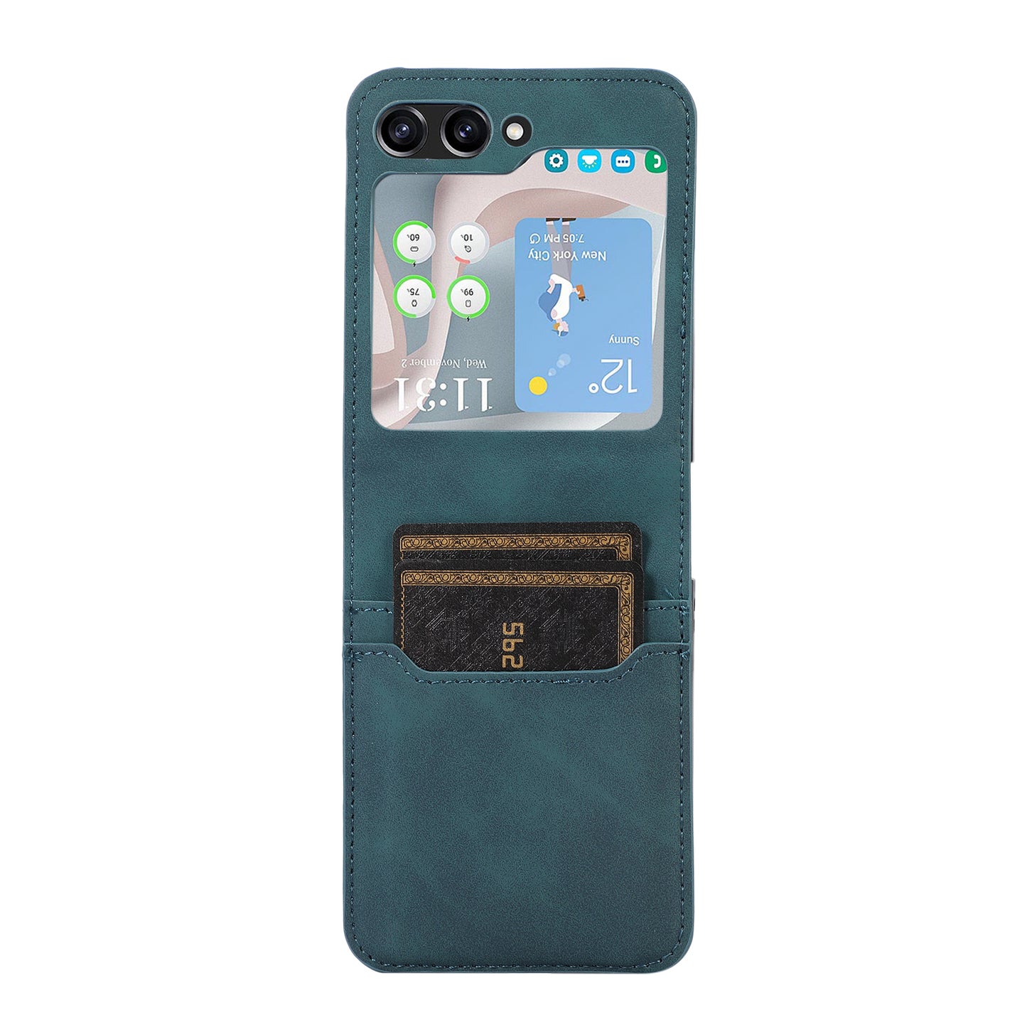 For Samsung Galaxy Z Flip5 5G Card Slot Phone Case Shockproof PU Leather PC Phone Cover