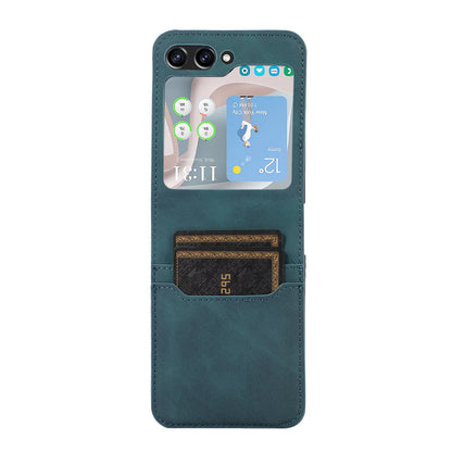 For Samsung Galaxy Z Flip5 5G Card Slot Phone Case Shockproof PU Leather PC Phone Cover
