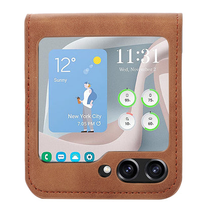 For Samsung Galaxy Z Flip5 5G Card Slot Phone Case Shockproof PU Leather PC Phone Cover