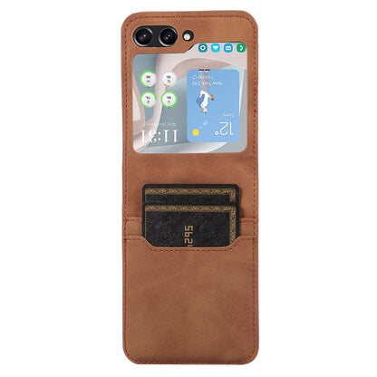 For Samsung Galaxy Z Flip5 5G Card Slot Phone Case Shockproof PU Leather PC Phone Cover