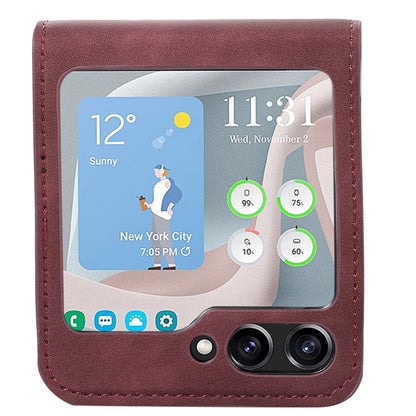 For Samsung Galaxy Z Flip5 5G Card Slot Phone Case Shockproof PU Leather PC Phone Cover