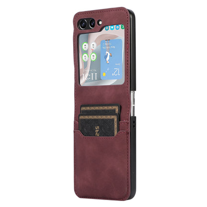 For Samsung Galaxy Z Flip5 5G Card Slot Phone Case Shockproof PU Leather PC Phone Cover