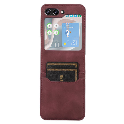 For Samsung Galaxy Z Flip5 5G Card Slot Phone Case Shockproof PU Leather PC Phone Cover