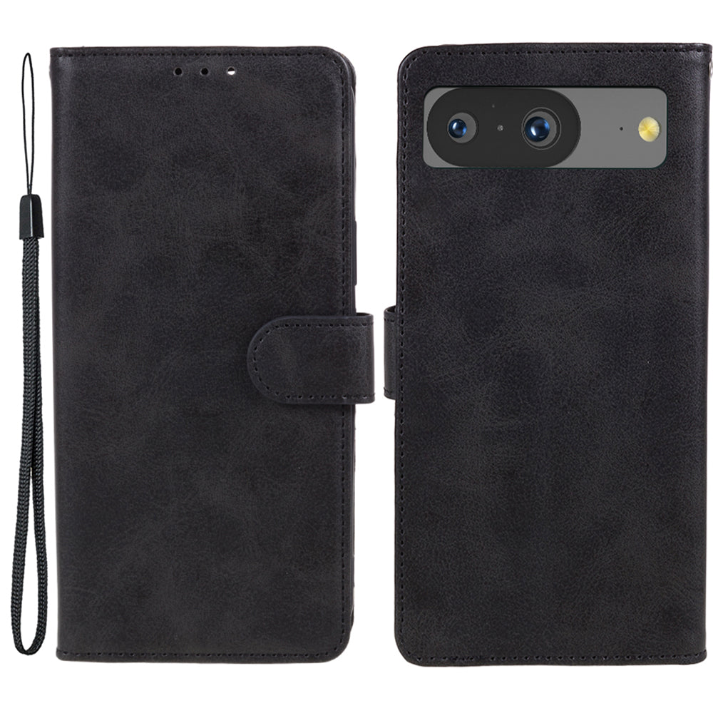 For Google Pixel 8 PU Leather Wallet Phone Case Calf Texture Anti-drop Stand Cover
