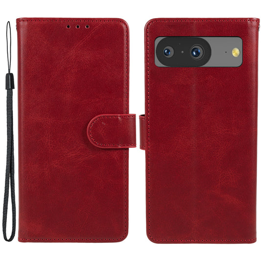 For Google Pixel 8 PU Leather Wallet Phone Case Calf Texture Anti-drop Stand Cover