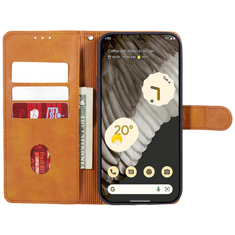 For Google Pixel 8 PU Leather Wallet Phone Case Calf Texture Anti-drop Stand Cover