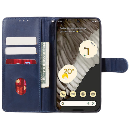 For Google Pixel 8 PU Leather Wallet Phone Case Calf Texture Anti-drop Stand Cover