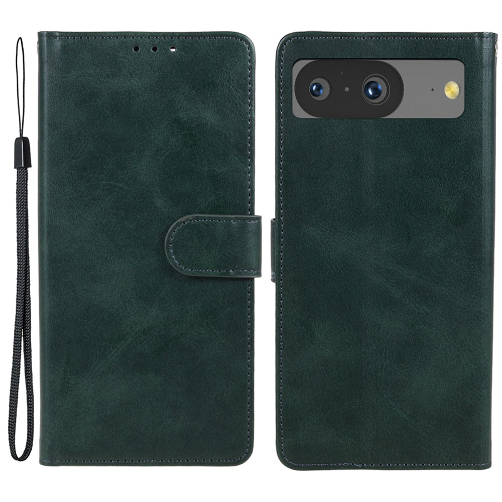 For Google Pixel 8 PU Leather Wallet Phone Case Calf Texture Anti-drop Stand Cover