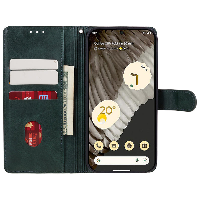 For Google Pixel 8 PU Leather Wallet Phone Case Calf Texture Anti-drop Stand Cover