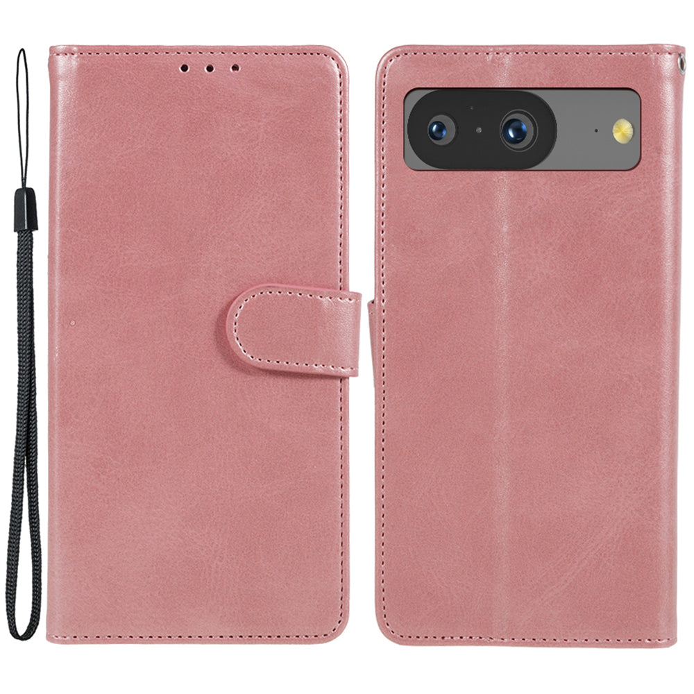 For Google Pixel 8 PU Leather Wallet Phone Case Calf Texture Anti-drop Stand Cover