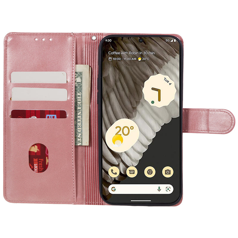 For Google Pixel 8 PU Leather Wallet Phone Case Calf Texture Anti-drop Stand Cover