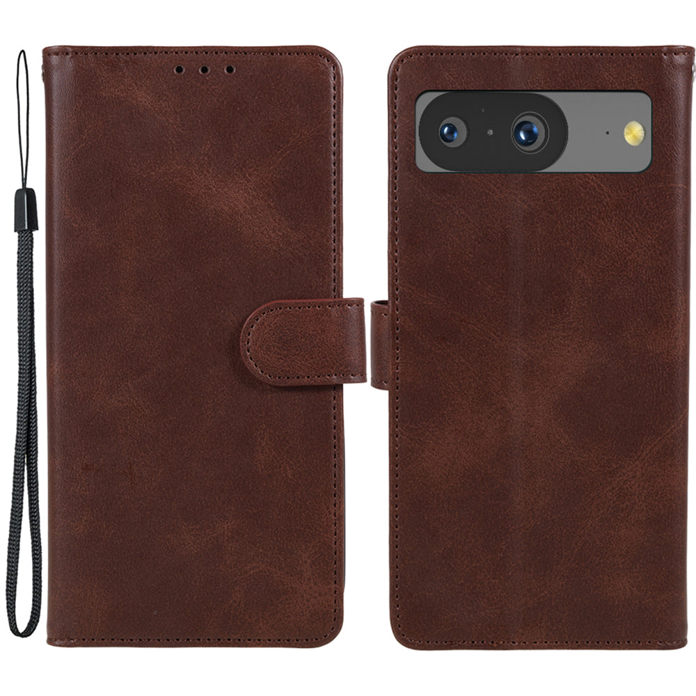 For Google Pixel 8 PU Leather Wallet Phone Case Calf Texture Anti-drop Stand Cover