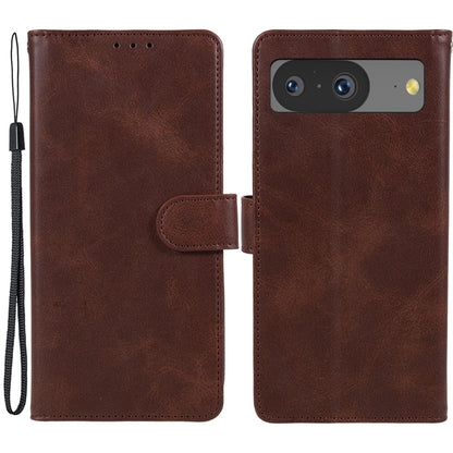 For Google Pixel 8 PU Leather Wallet Phone Case Calf Texture Anti-drop Stand Cover