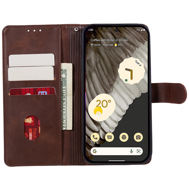 For Google Pixel 8 PU Leather Wallet Phone Case Calf Texture Anti-drop Stand Cover