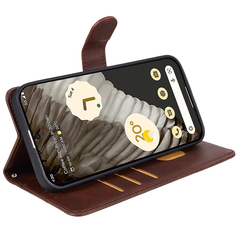 For Google Pixel 8 PU Leather Wallet Phone Case Calf Texture Anti-drop Stand Cover