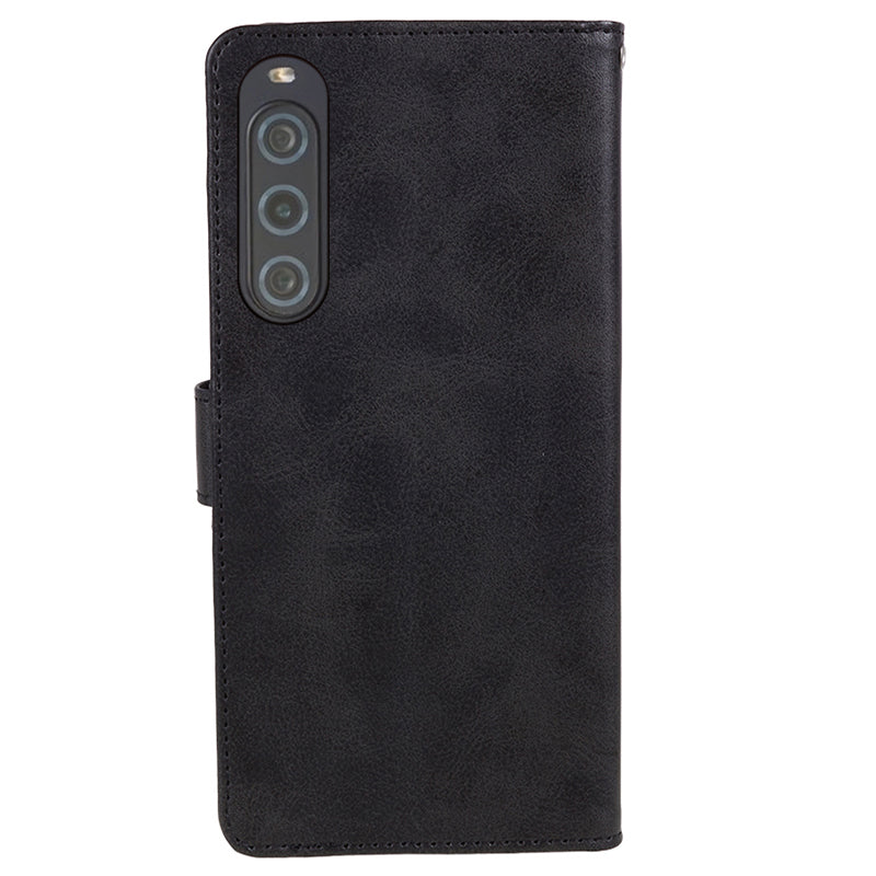 For Sony Xperia 10 V Calf Texture Anti-drop Stand Cover PU Leather Wallet Phone Case