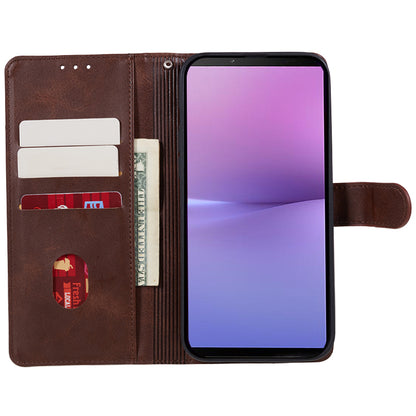 For Sony Xperia 10 V Calf Texture Anti-drop Stand Cover PU Leather Wallet Phone Case
