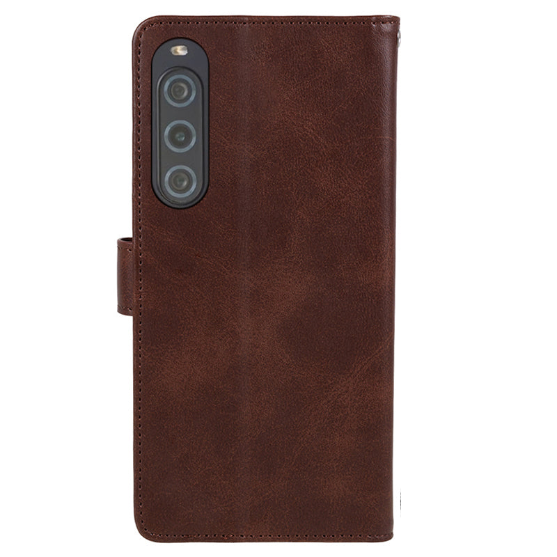For Sony Xperia 10 V Calf Texture Anti-drop Stand Cover PU Leather Wallet Phone Case