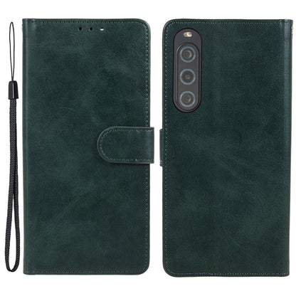 For Sony Xperia 10 V Calf Texture Anti-drop Stand Cover PU Leather Wallet Phone Case