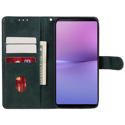 For Sony Xperia 10 V Calf Texture Anti-drop Stand Cover PU Leather Wallet Phone Case