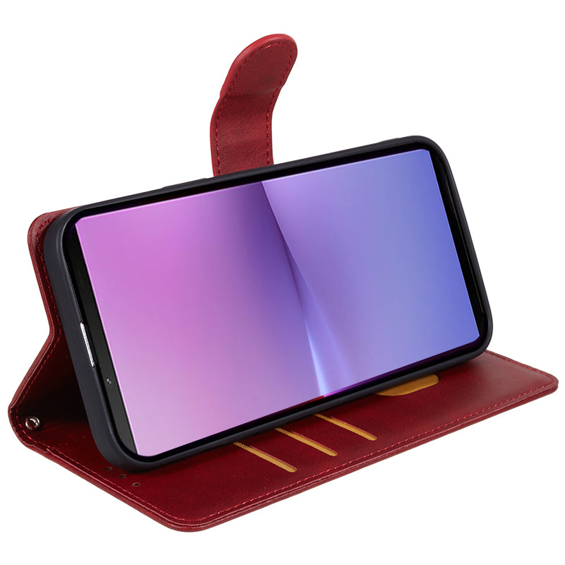For Sony Xperia 10 V Calf Texture Anti-drop Stand Cover PU Leather Wallet Phone Case