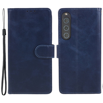 For Sony Xperia 10 V Calf Texture Anti-drop Stand Cover PU Leather Wallet Phone Case