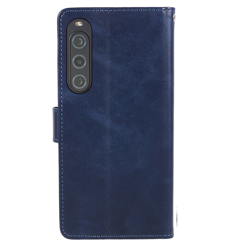 For Sony Xperia 10 V Calf Texture Anti-drop Stand Cover PU Leather Wallet Phone Case