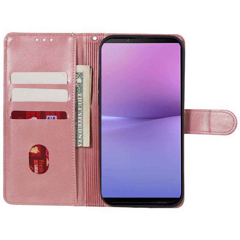 For Sony Xperia 10 V Calf Texture Anti-drop Stand Cover PU Leather Wallet Phone Case