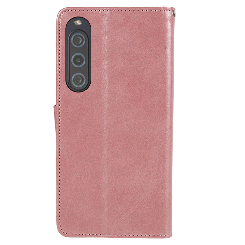 For Sony Xperia 10 V Calf Texture Anti-drop Stand Cover PU Leather Wallet Phone Case