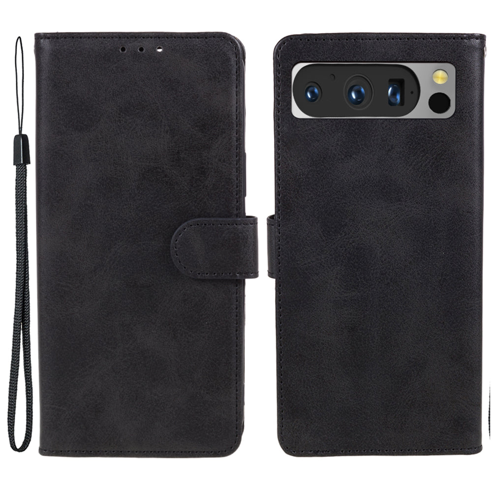 For Google Pixel 8 Pro PU Leather Wallet Phone Case Calf Texture Shockproof Stand Cover