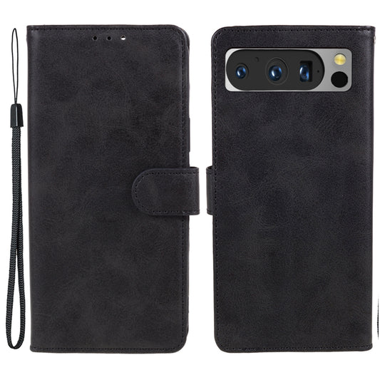 For Google Pixel 8 Pro PU Leather Wallet Phone Case Calf Texture Shockproof Stand Cover