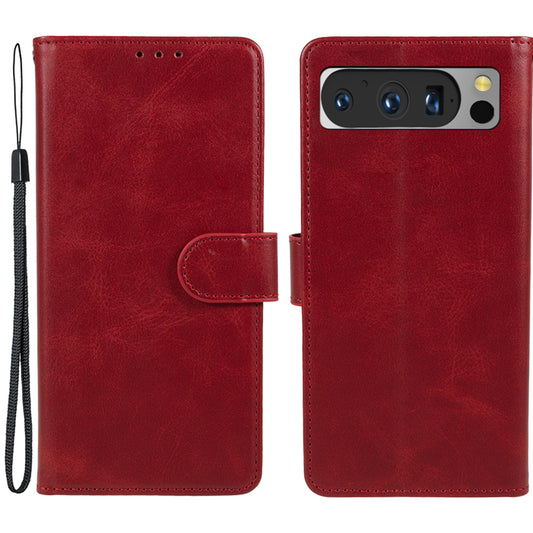 For Google Pixel 8 Pro PU Leather Wallet Phone Case Calf Texture Shockproof Stand Cover