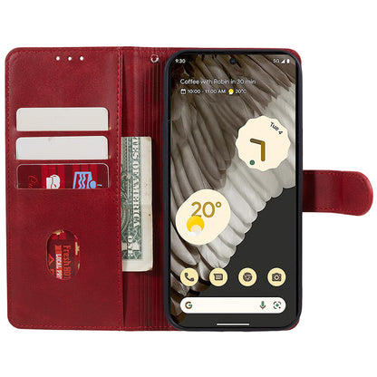 For Google Pixel 8 Pro PU Leather Wallet Phone Case Calf Texture Shockproof Stand Cover