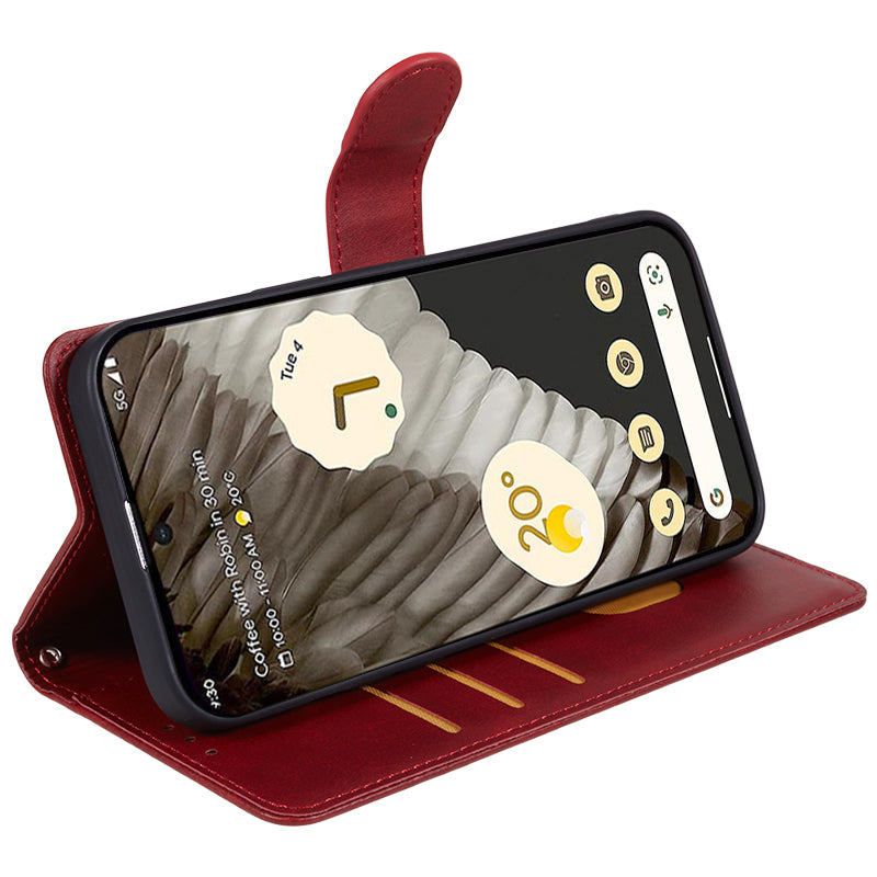 For Google Pixel 8 Pro PU Leather Wallet Phone Case Calf Texture Shockproof Stand Cover
