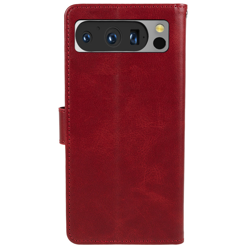 For Google Pixel 8 Pro PU Leather Wallet Phone Case Calf Texture Shockproof Stand Cover