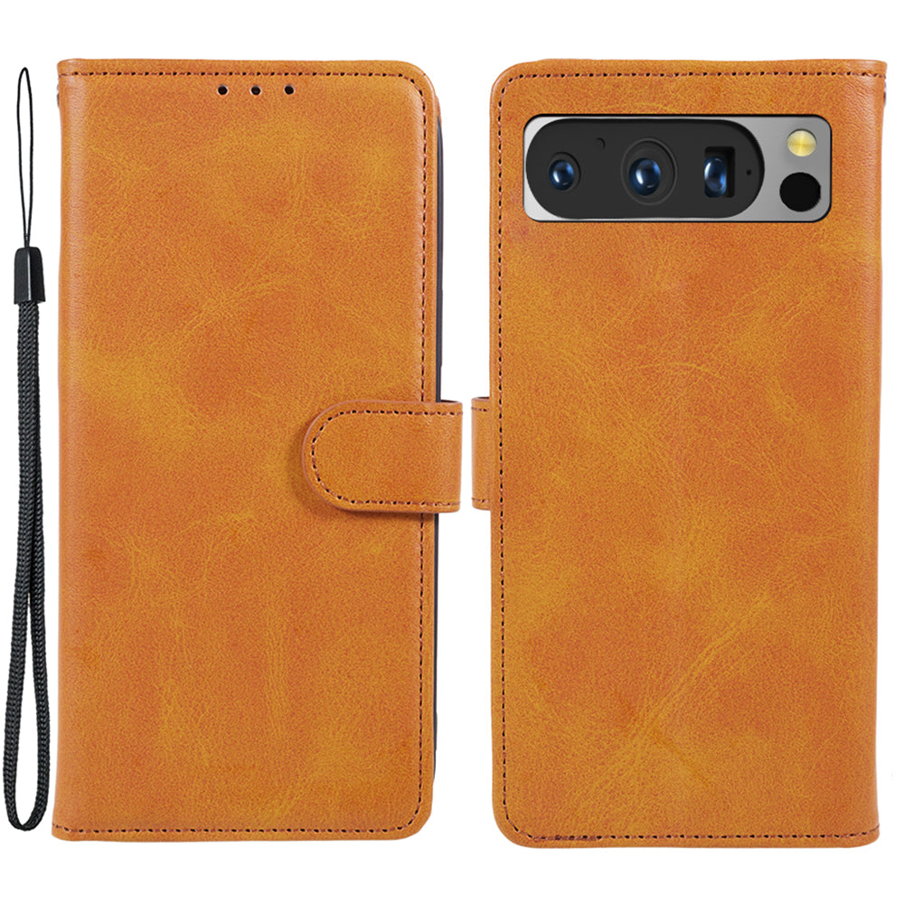For Google Pixel 8 Pro PU Leather Wallet Phone Case Calf Texture Shockproof Stand Cover