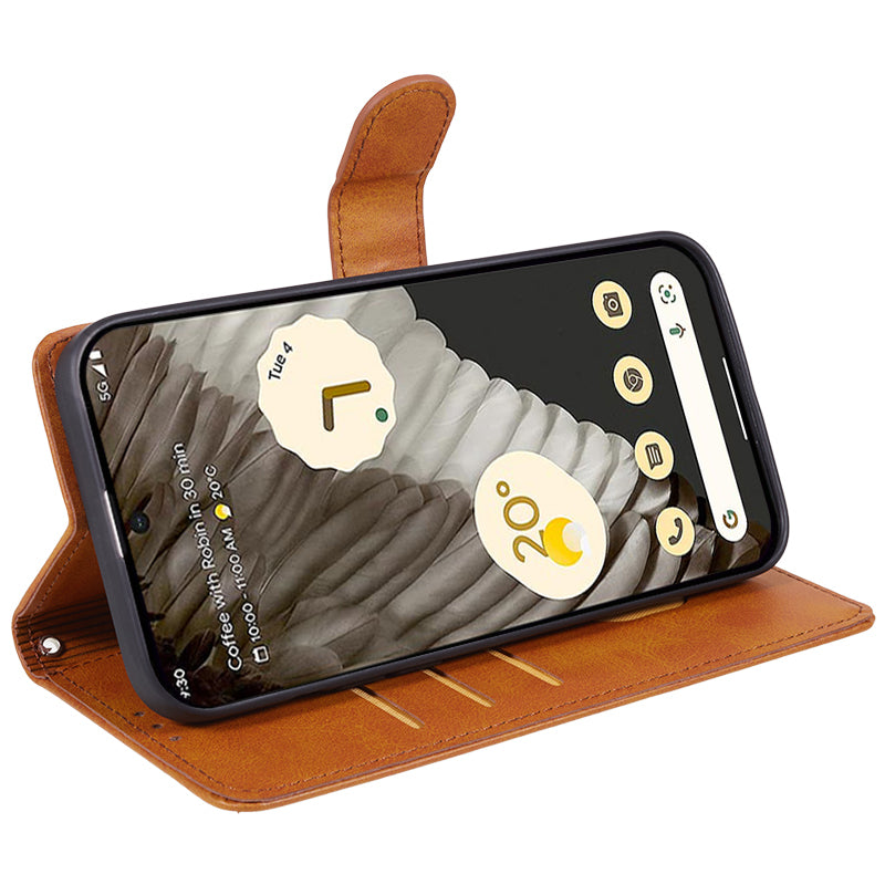 For Google Pixel 8 Pro PU Leather Wallet Phone Case Calf Texture Shockproof Stand Cover