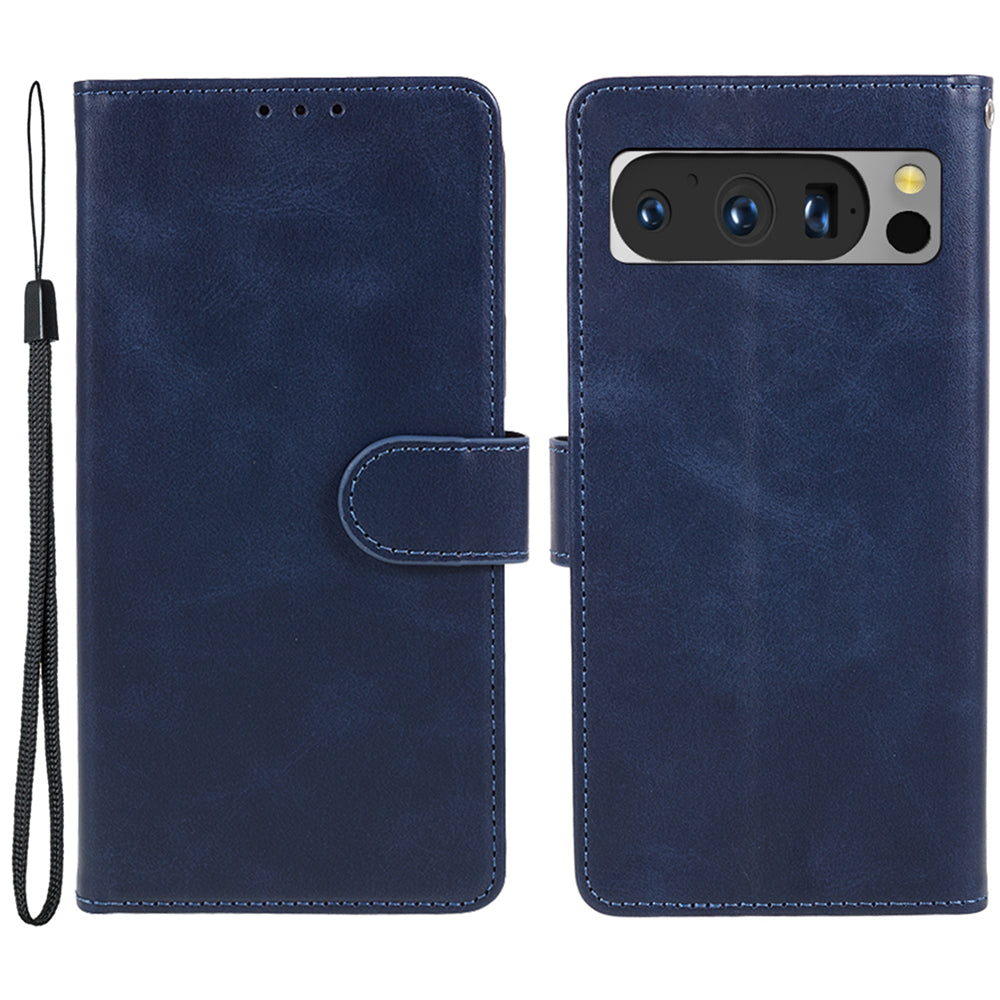 For Google Pixel 8 Pro PU Leather Wallet Phone Case Calf Texture Shockproof Stand Cover